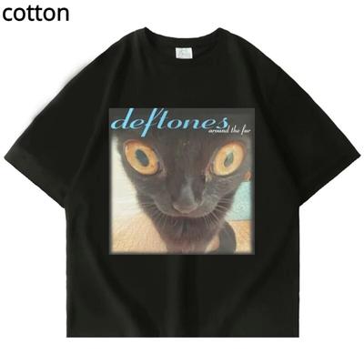 Deftones Around The Fur T-Shirt Unisex Damen Street HipHop Harajuku Oversized Kurzarm Modisches Schwarzes Baumwoll-T-Shirt