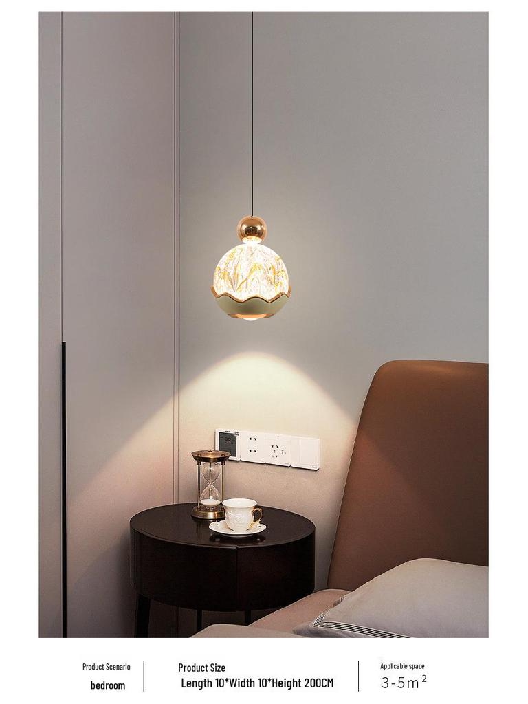 Italian Luxury Bedside Pendant Light - Snow Mountain Style, Adjustable Height, Handcrafted for Foyer or Bedroom.