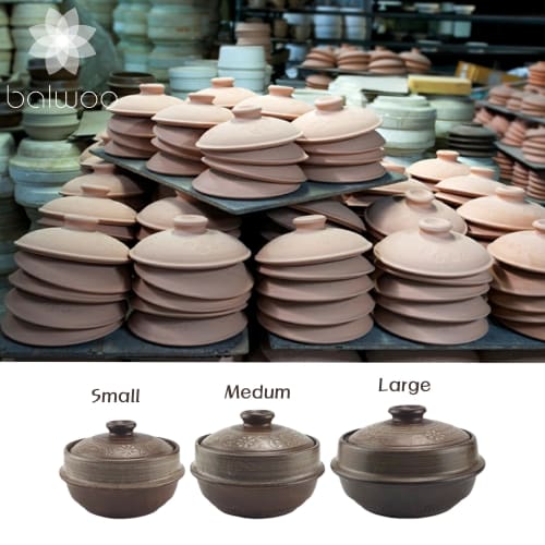 Korean mud-glazed clay pot with inlaid design, heat-resistant rice cooker, Korean West Coast mud loess mineral-containing kimchi, chige, sausage, and