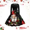 Women's Casual Fashion Long Sleeve Christmas Graphic Printed Vintage Long Dresses