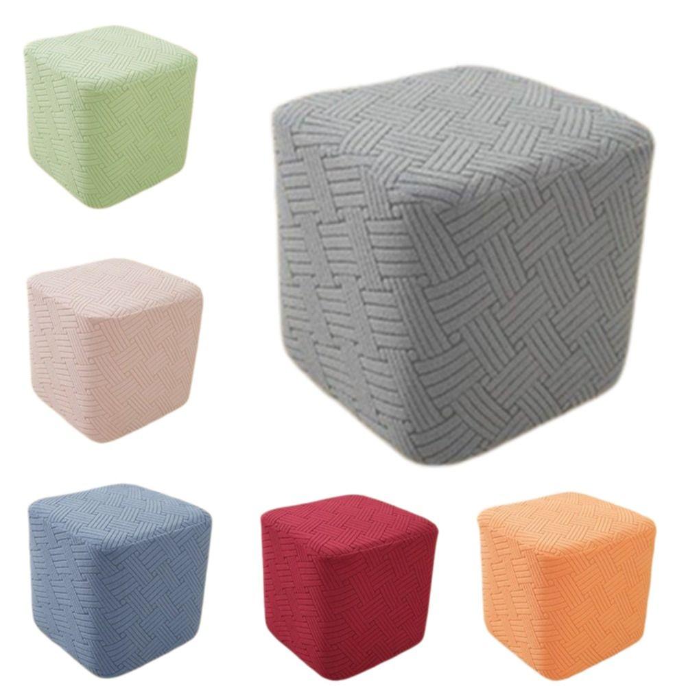 Elastic Jacquard Ottoman Cover Solid Color Footrest Slipcover New Footstool Case  Home Decor
