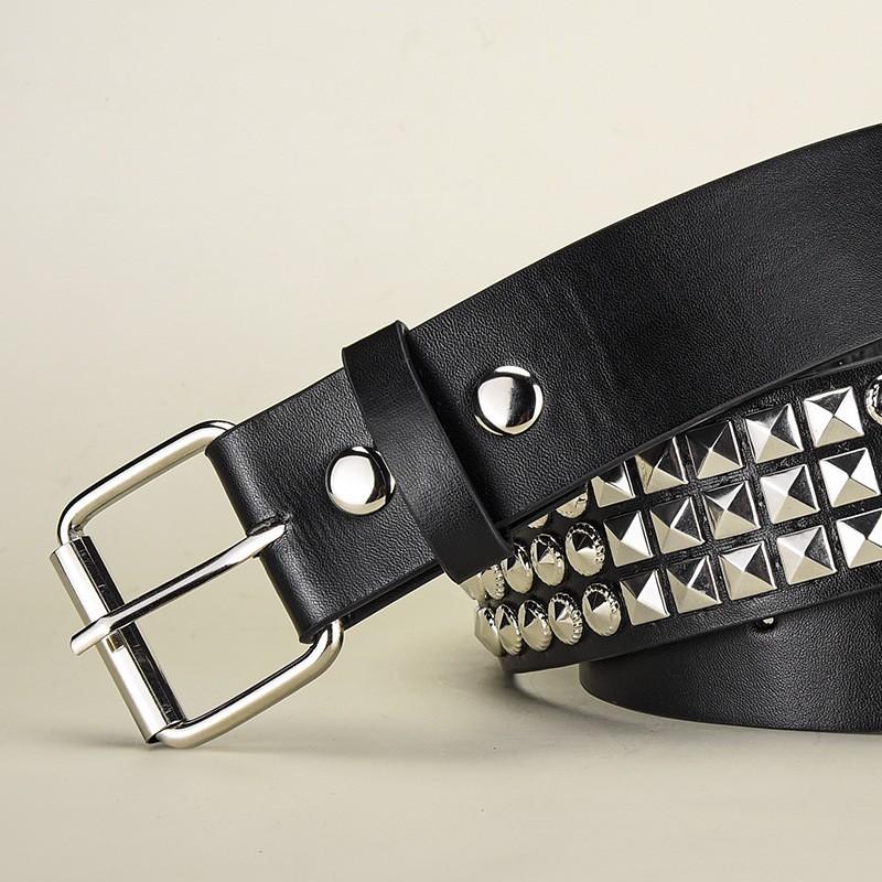 New rivet belt for women, heavy metal belt for men and women, Y2K belt, European and American punk style, rock jeans belt