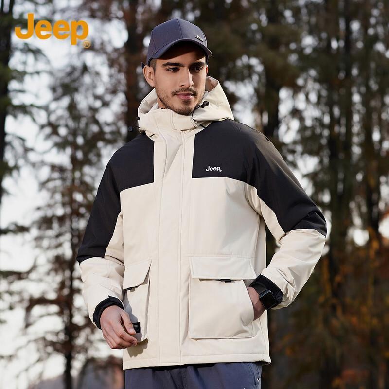 JEEP Men s Fall/Winter Multi-Pocket Hooded Jacket 2XL