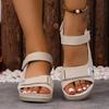 Sandali Estivi da Donna con Tacco Alto, Scarpe Zeppa Morbide con Cinturino Magico, Scarpe Piatte Casual Aperte Comode e Morbide, Adatte per Viaggi, Campeggio