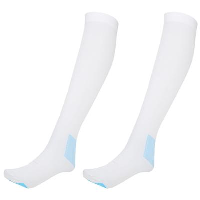 Kompressions Kniehohe Socken Krampfadern Socken mit Inspektionszehenloch(Weiß M)