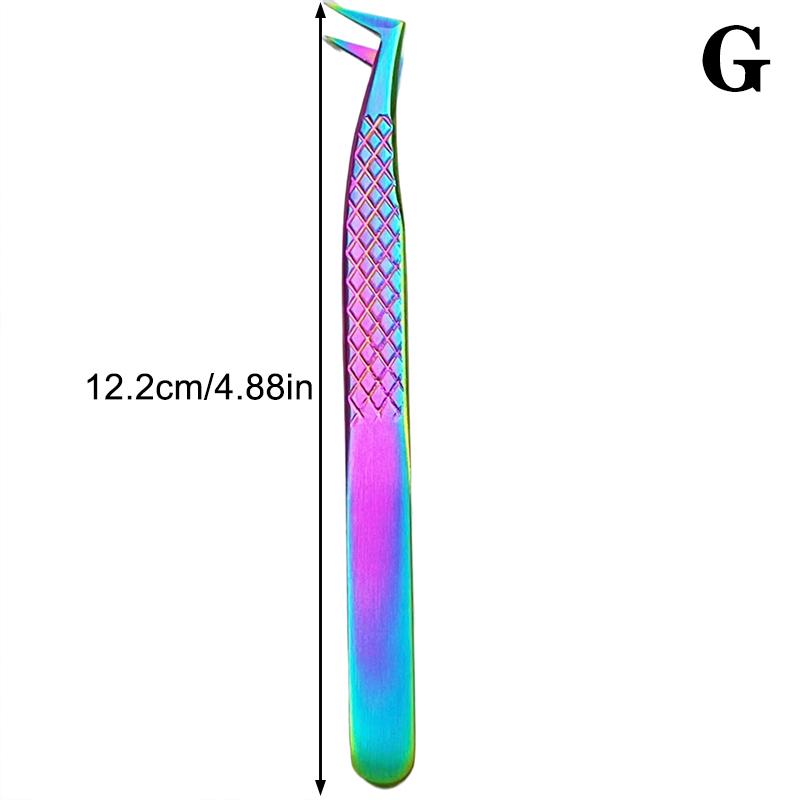 False Eyelash Tweezers Colorful Stainless Steel High Precision Anti-static Eyelash Extension Tweezers Makeup Tools