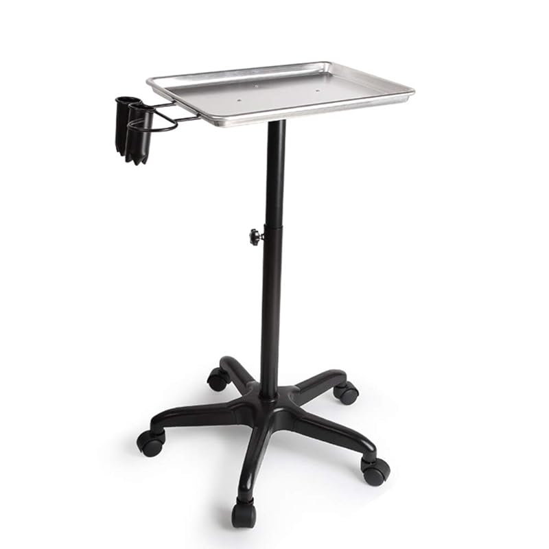 Aluminium Salon Instrument Tray, Height Adjustable Trolley Cart Tray Station on Wheels for Salon Tattoo Spa Beauty Service Holder Tool Storage