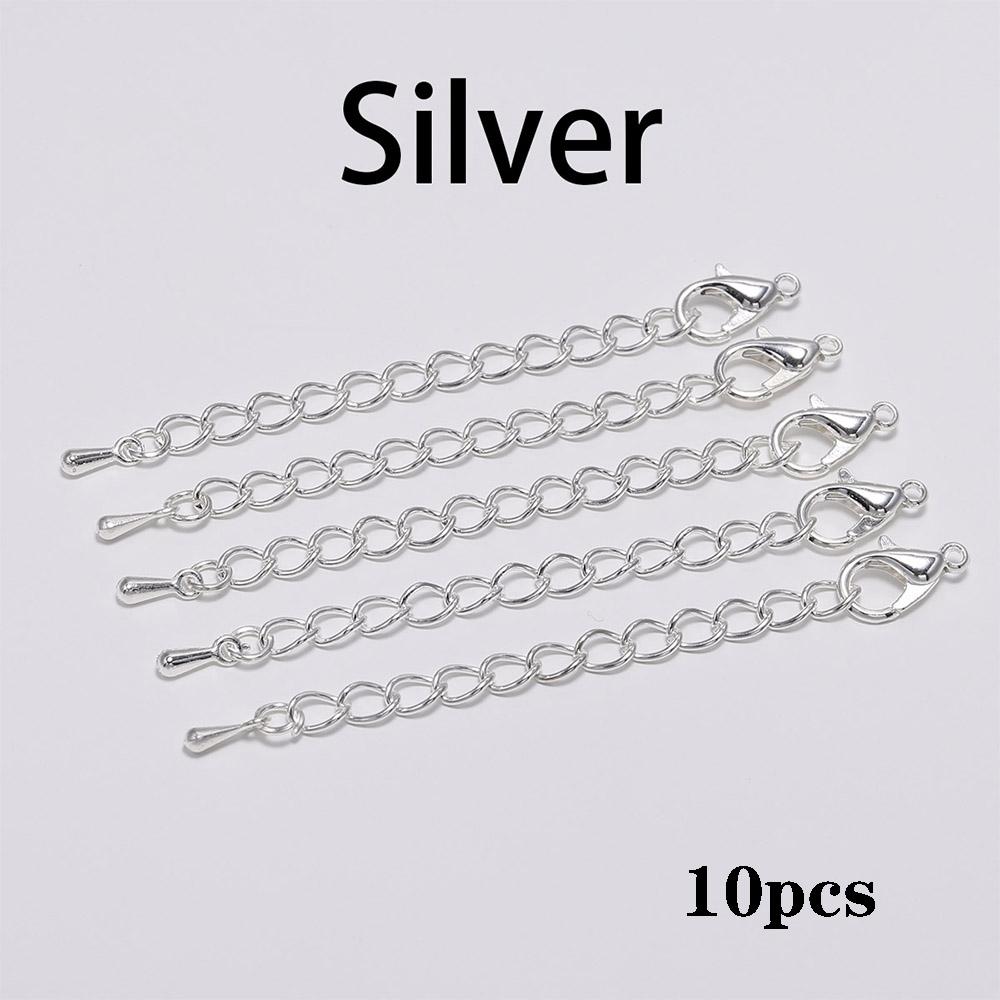 10pcs/lot 50 70mm Tone Extended Extension Tail Chain Lobster Clasps Connector For DIY Bracelet Necklace Jewelry Making Findings