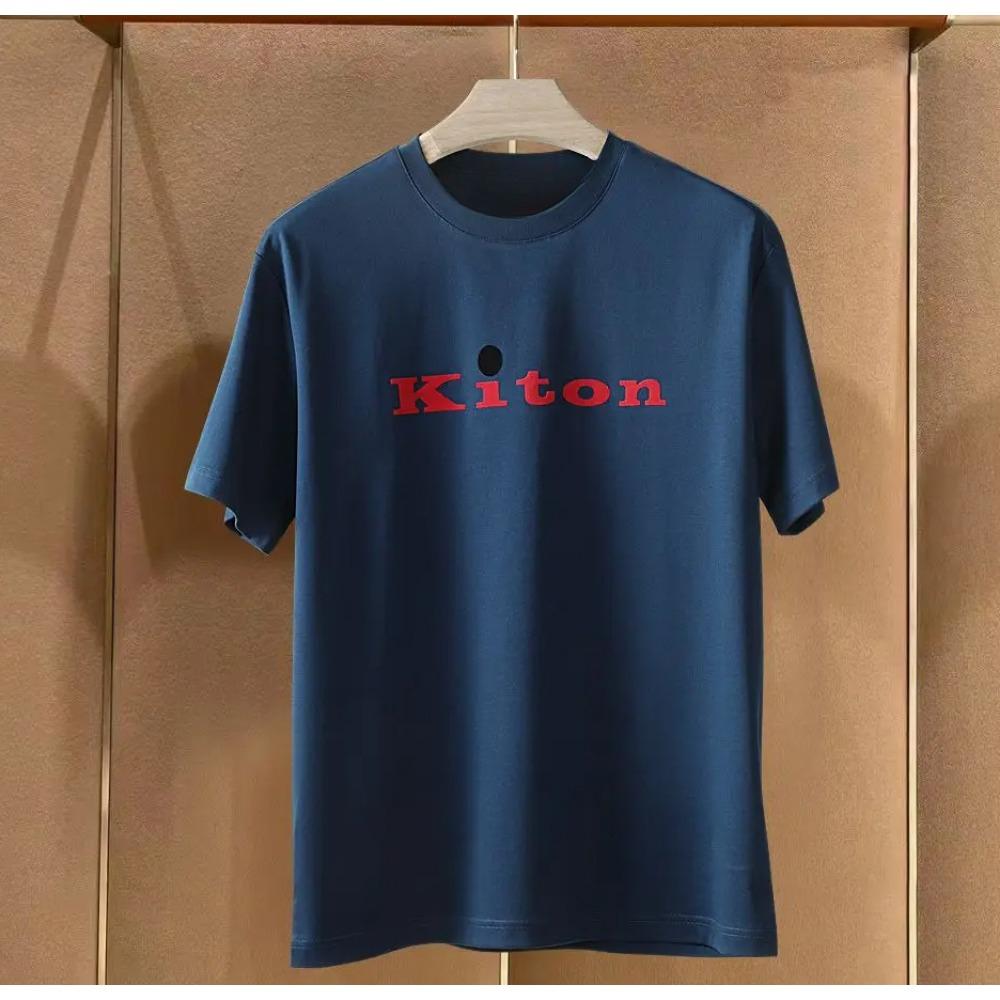 Summer Italian Kito Men's Clothing Summer New Chiton Letter Print Men's Casual Round Neck Short-sleeved Oversized T Shirt