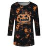 Women's Fashion Casual Three-Quarter Sleeve Halloween Print Neck Top