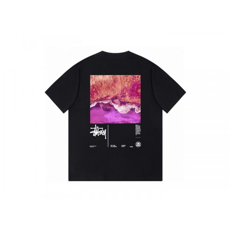 Stussy Short Sleeve T-Shirt Teens Loose Fit 270g Cotton Round Neck Casual Wear