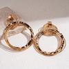 European and American retro leather leopard print multi-layer geometric round silver needle earrings niche earrings 