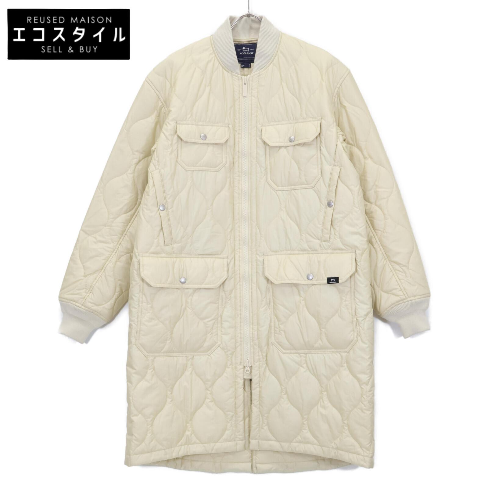 

WOOLRICH WJOU0103 Ivory quilted ribbed color padded coat coat S IvoryUsed