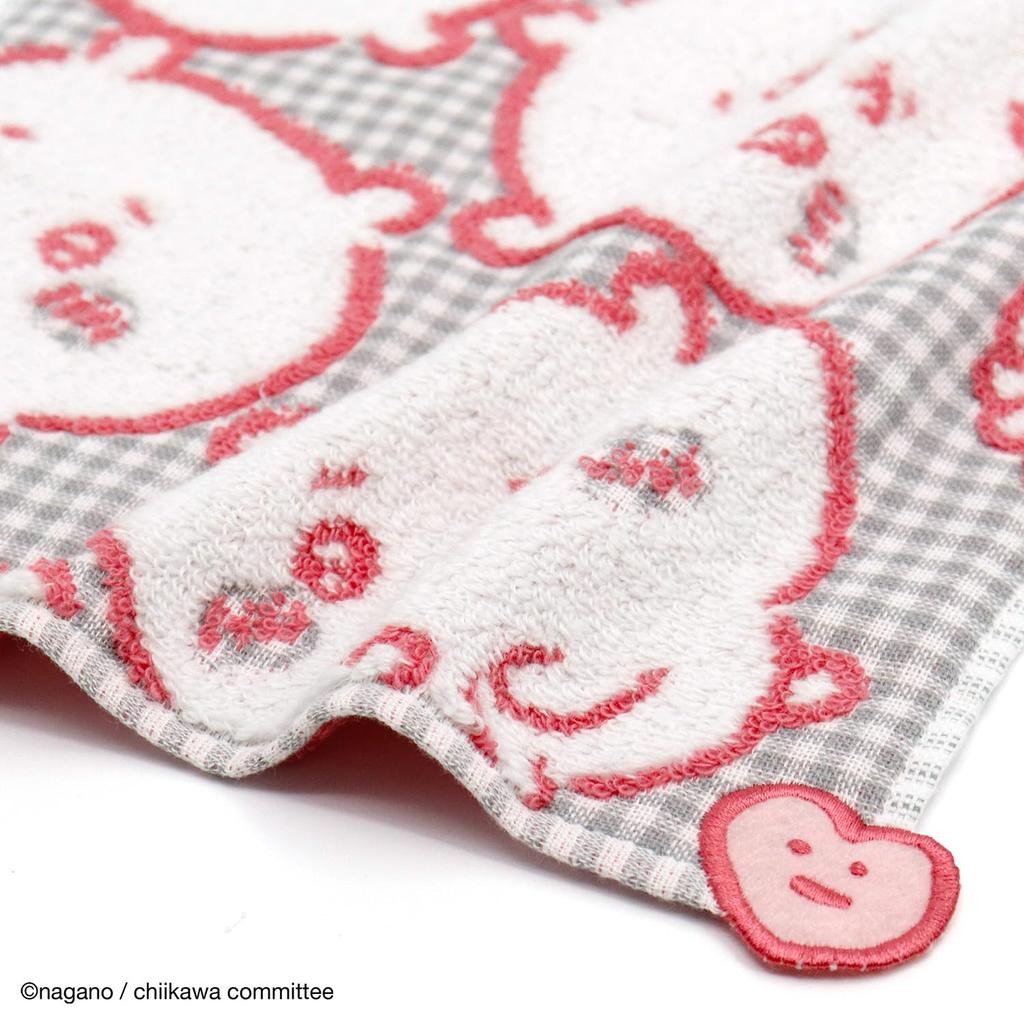 Chiikawa Check Towel Gauze 25 X 25 Cm Handkerchief, Pink, Pile, 41-1150080, Approx.