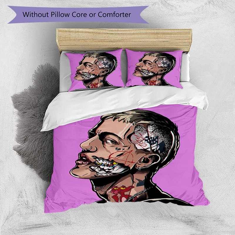 3pcs Lil Peep1 Pattern Bedding Set Duvet Cover Set Includes Duvet Cover &pillowcases, Perfect All Season Bedroom Decoration & Gift