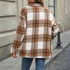 Women's Casual Fashion Woolen Plaid Long Sleeve Cardigan Jacket Top