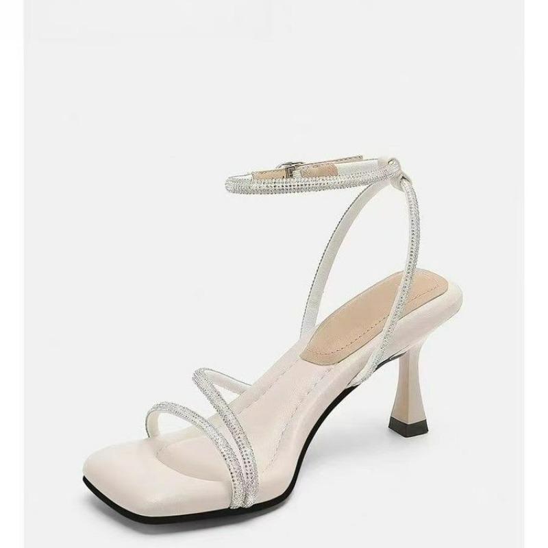 Mode 2025 Sommer Damen Sandalen Neue Zehenfreie Hochhackige Sandalenschuhe Mit Schnalle Schlicht Elegant Stilettoabsatz Pumps