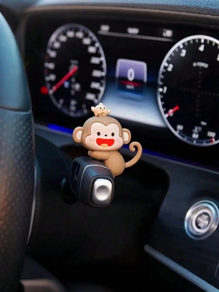 Adorable Mini Monkey Car Ornament - TPU, Fits Rearview Mirror & Dashboard Decor