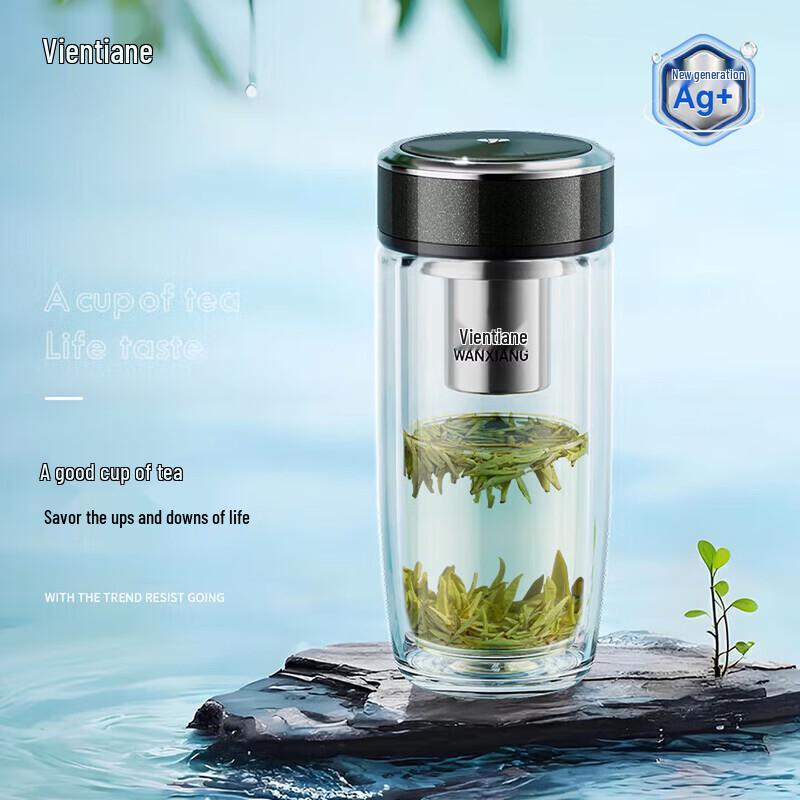 Wannax Silver Ion Antibacterial Portable Glass Tea Cup