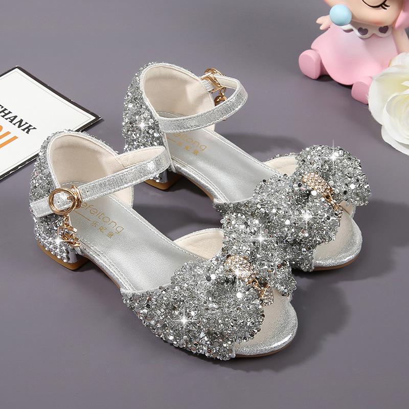 Princess Rhinestone High Heel Sandals - Non-Slip, Soft Sole Girls' Summer Fashion Shoes