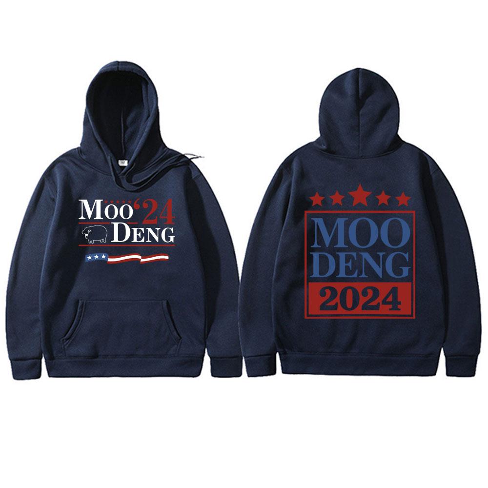 Baby Hippo Moo Deng Funny Meme Double Sided Print Hoodie Men Women Fashion Casual Hooded Tracksuit Male Oversized Fleece Hoodies