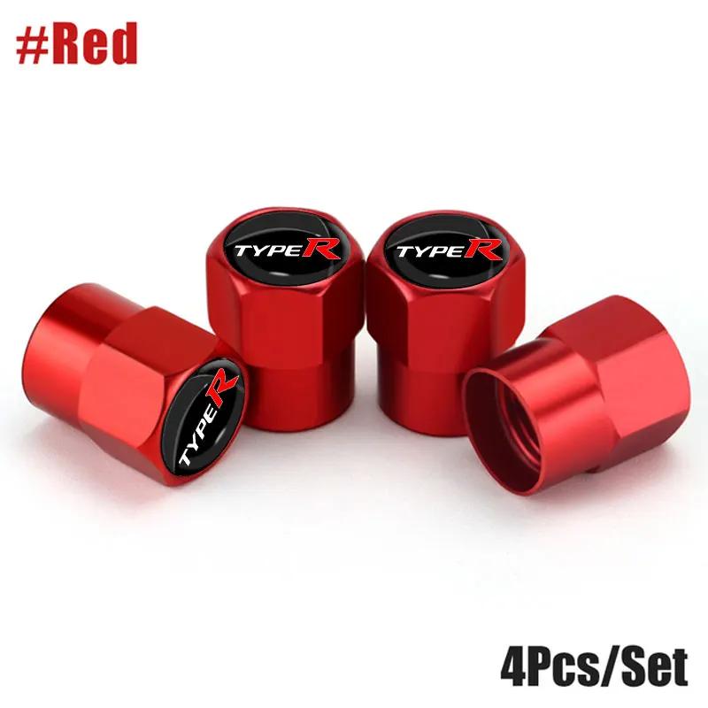 4Pcs Car Valve Caps Wheel Tires Air Tyre Stem Protective Cover For Honda TYPE-R Civic XR-V HR-V Accord Odyssey Spirior TYPE R