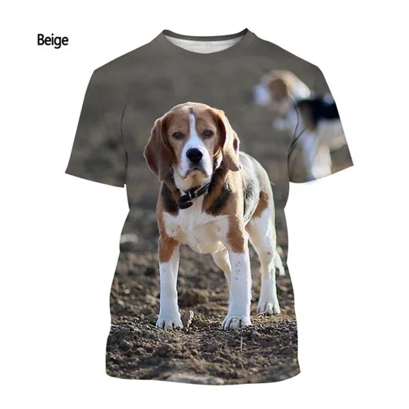 Summer New Fashion Men's  3D Printing T Shirts Animal Dog Beagle Casual Short-sleeved Street T-shirt Top Quality Tees