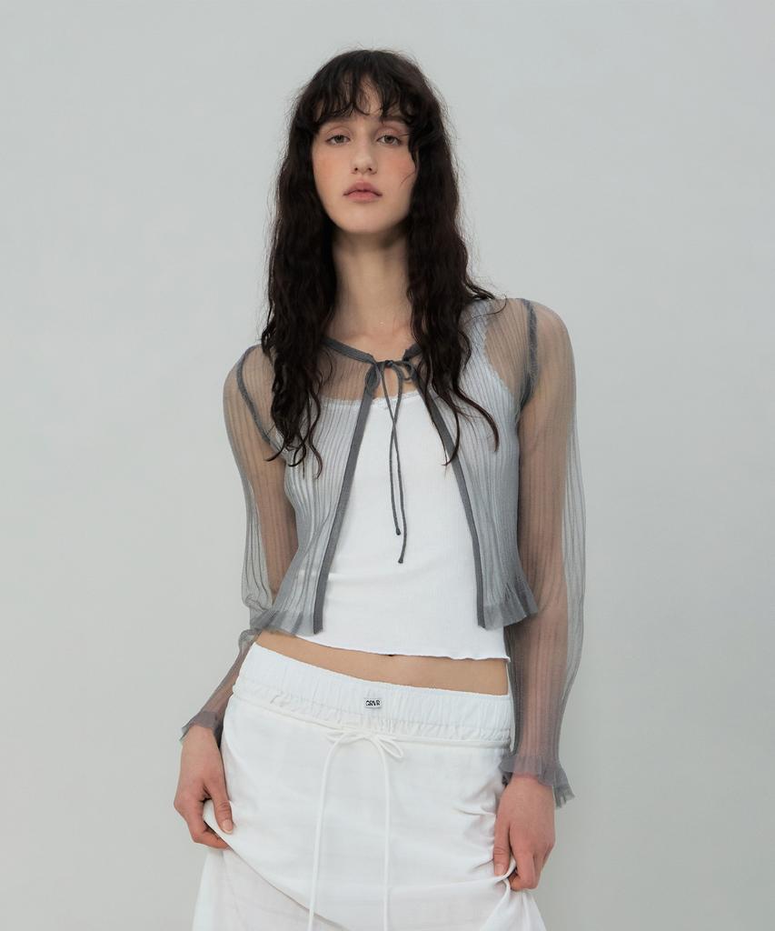 GROVE Dion Sheer Cardigan (Grey)