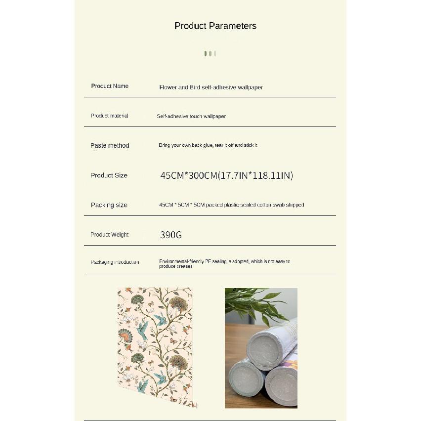 Samolepicí tapety na pozadí obývacího pokoje a ložnice (Květiny a ptáci zelená rostlina)