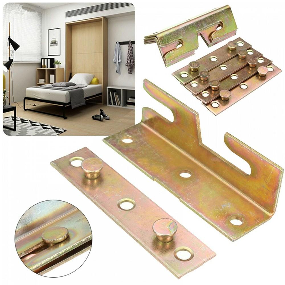 4 Sets Non-Mortise Bed Furniture Hinge Fixing Connector, Bed Rail Bracket