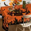 Halloween Pumpkin Castle Rectangle Tablecloth Holiday Party Decor Reusable Orange Waterproof Tablecloth Halloween Decorations