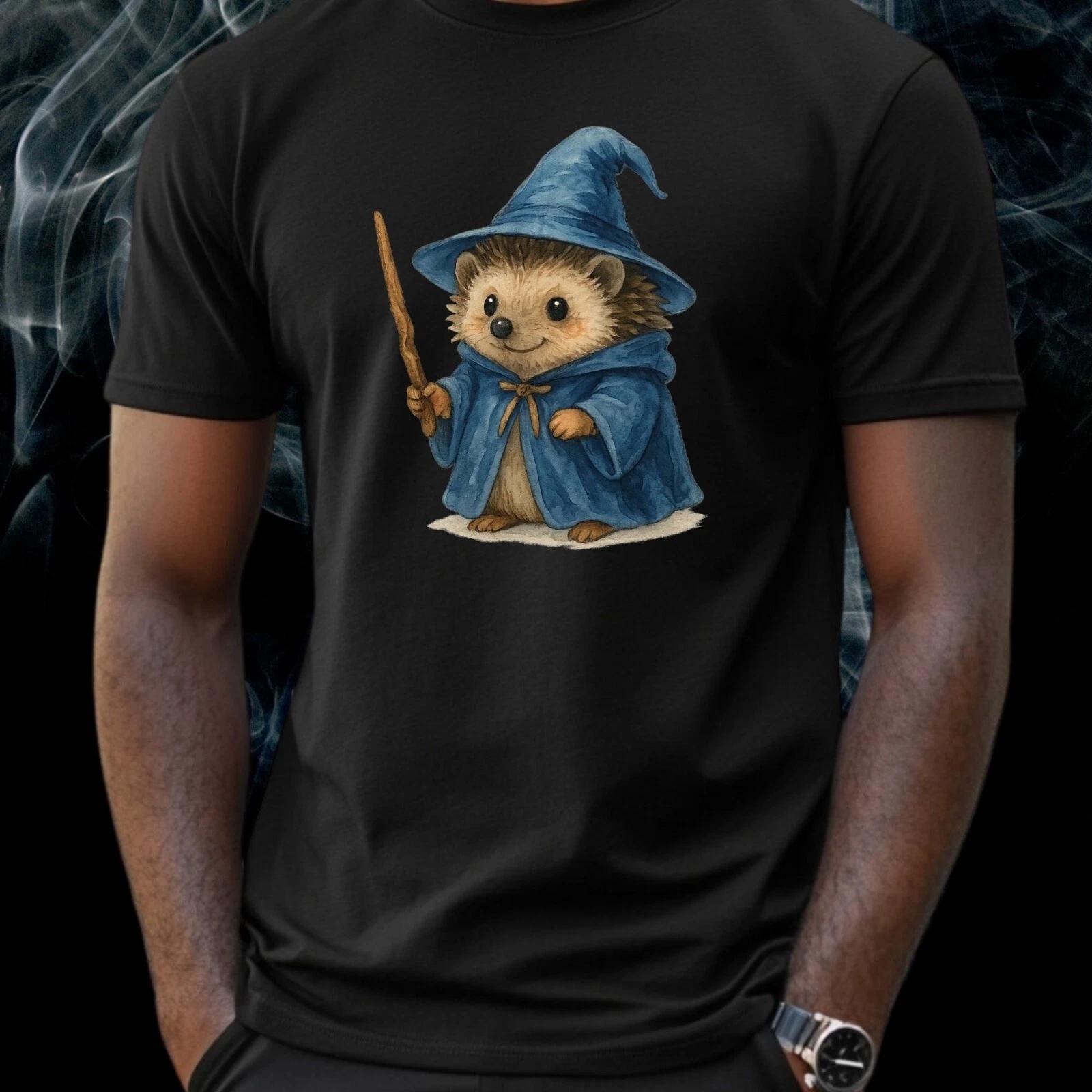 T-Shirt Herren Zauberer Igel Motiv Baumwolle Größe S bis 5XL XL