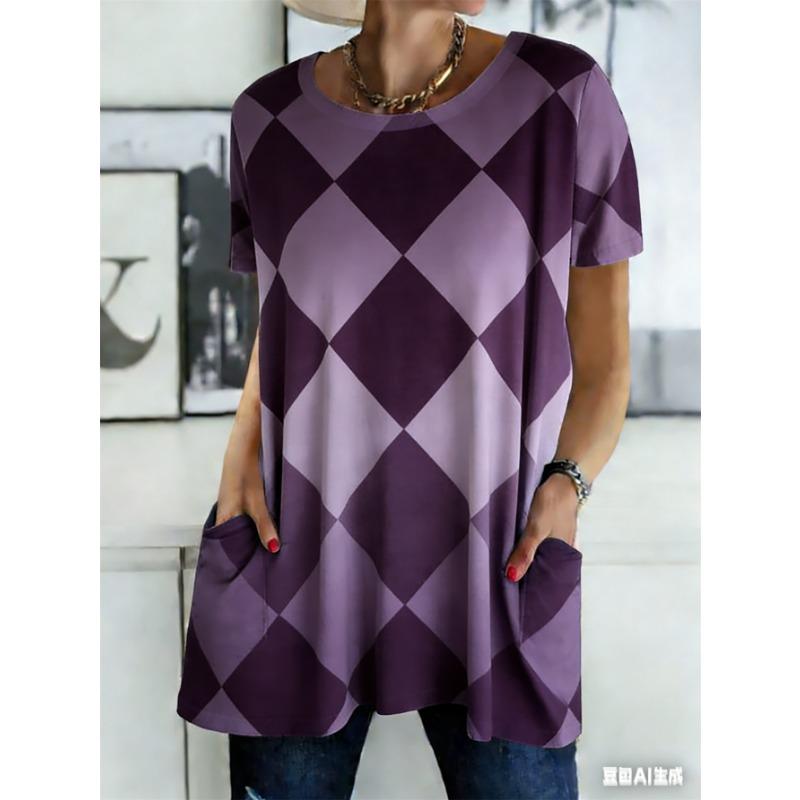 

Summer printed short-sleeved T-shirt with pockets XL