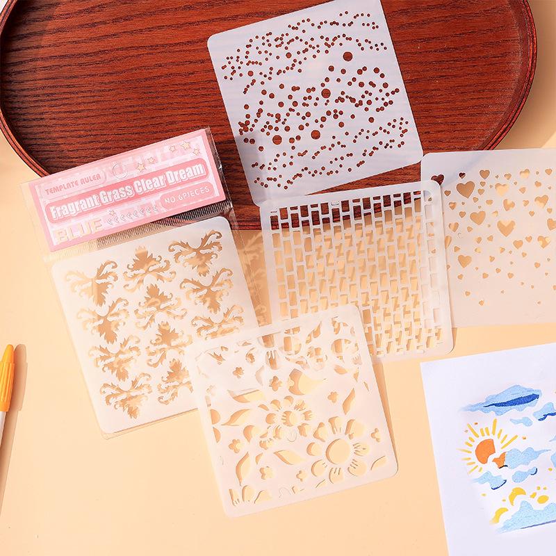 Yue Zhen Bi Ye Yin Meng Hand-painted PET Template for Hollow Carving and Oil Pastel Art