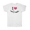 Gift T-Shirt : I Love Shark Great White Water Animal For Teenager Room Decor