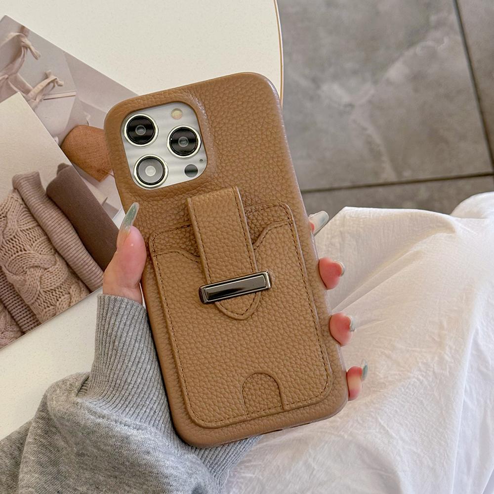 For iPhone 14 Pro Max Case with Card Slots Litchi Texture Leather+PET Phone Cover