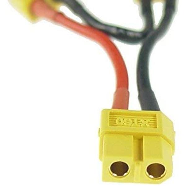 Cable Adaptador Serie XT60 para 2 Baterías LiPo | Amplificador de Voltaje, Conector Macho a Hembra | Para Modelos RC, Silicona, Rojo Amarillo Negro, Plástico