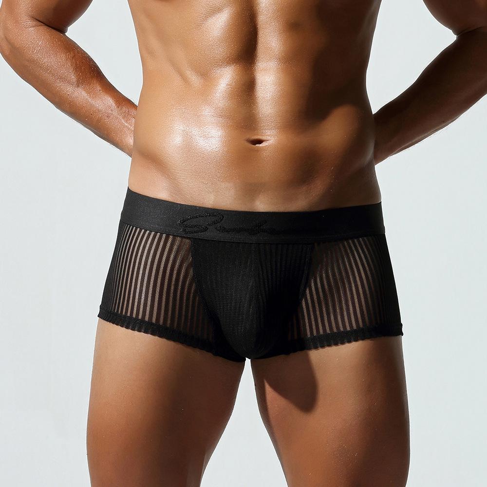 SEOBEAN Men's Sheer U-Convex Low-Rise Boxer Briefs