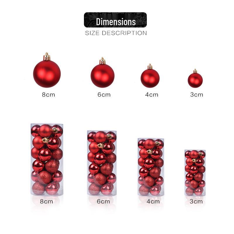 Christmas Ball Set: 24 Colorful Plastic Ornaments (3/4/6/8cm) for Christmas Tree Decorations