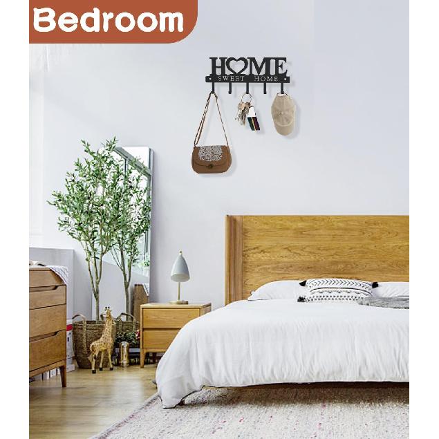 WIPHANY Sweet Home Key Holder Wall Mounted Black Metal Decorative Keys Holder Design Organizer for Key Rack for Entryway Hooks Home Hangers