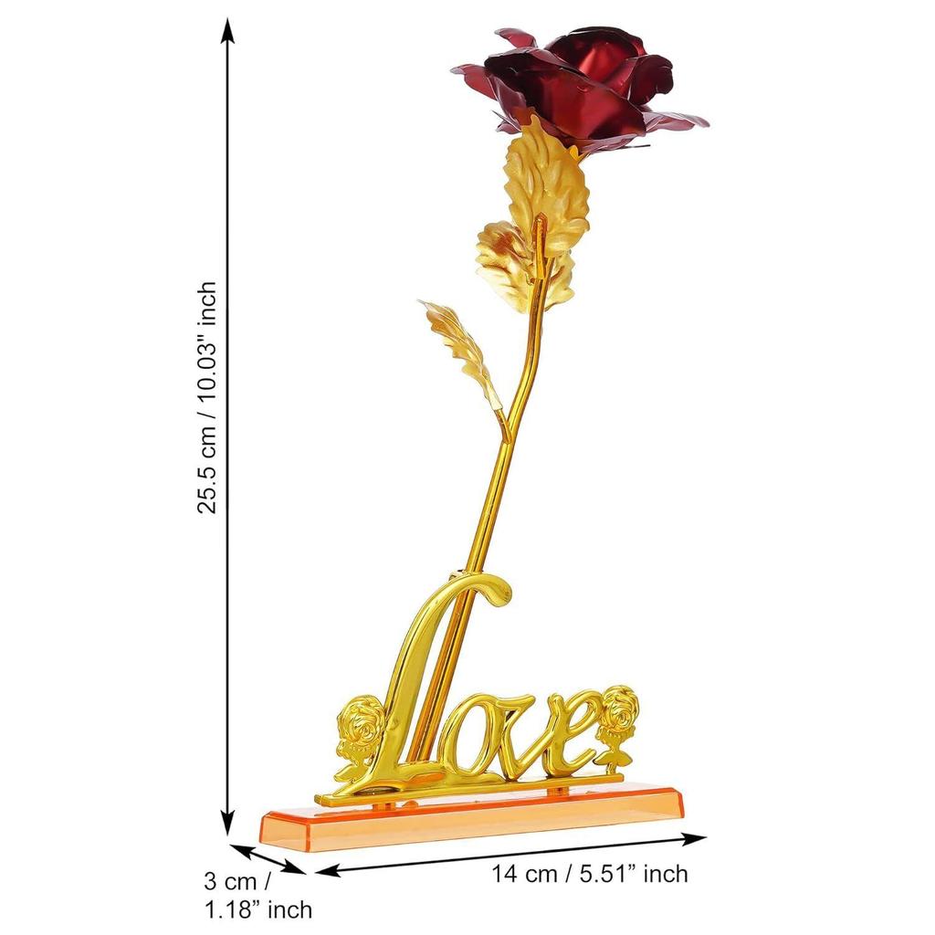 Goldene Rote Rose Blume mit Liebe Schauobjekt - Rose Tag Geschenk - Valentinstagsgeschenk für Freundin Freund Ehemann Ehefrau - Valentinstag