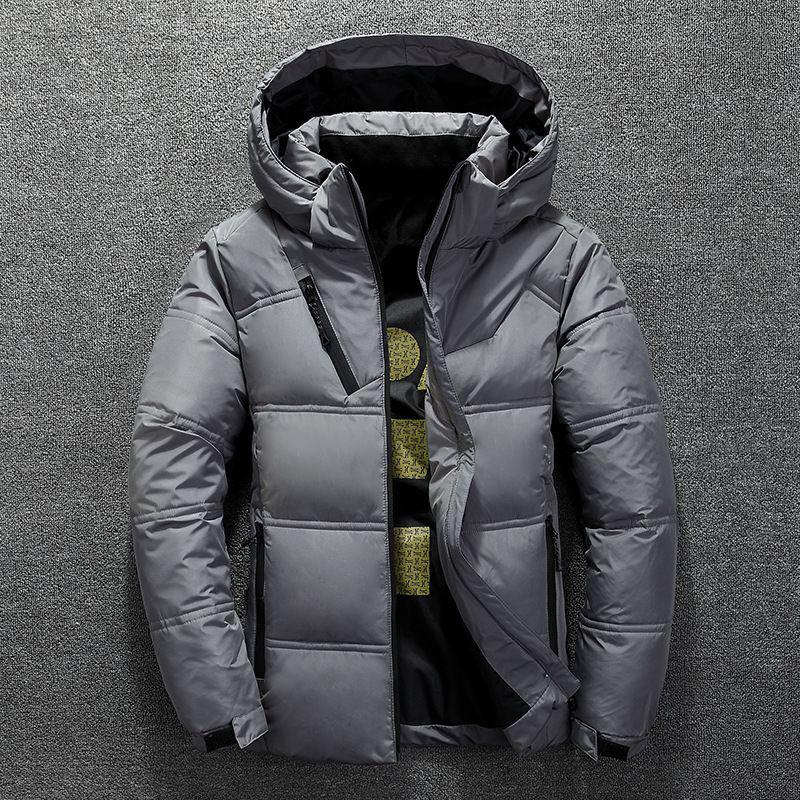 Men's European and American Winter Hooded Business Casual Warm Coat