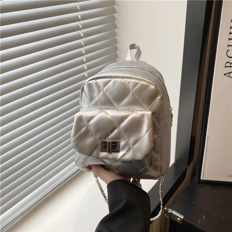 

Красивый однотонный изысканный рюкзак, новый модный рюкзак, высокая ценность, студенты-коммутеры универсальны в классе серебряный