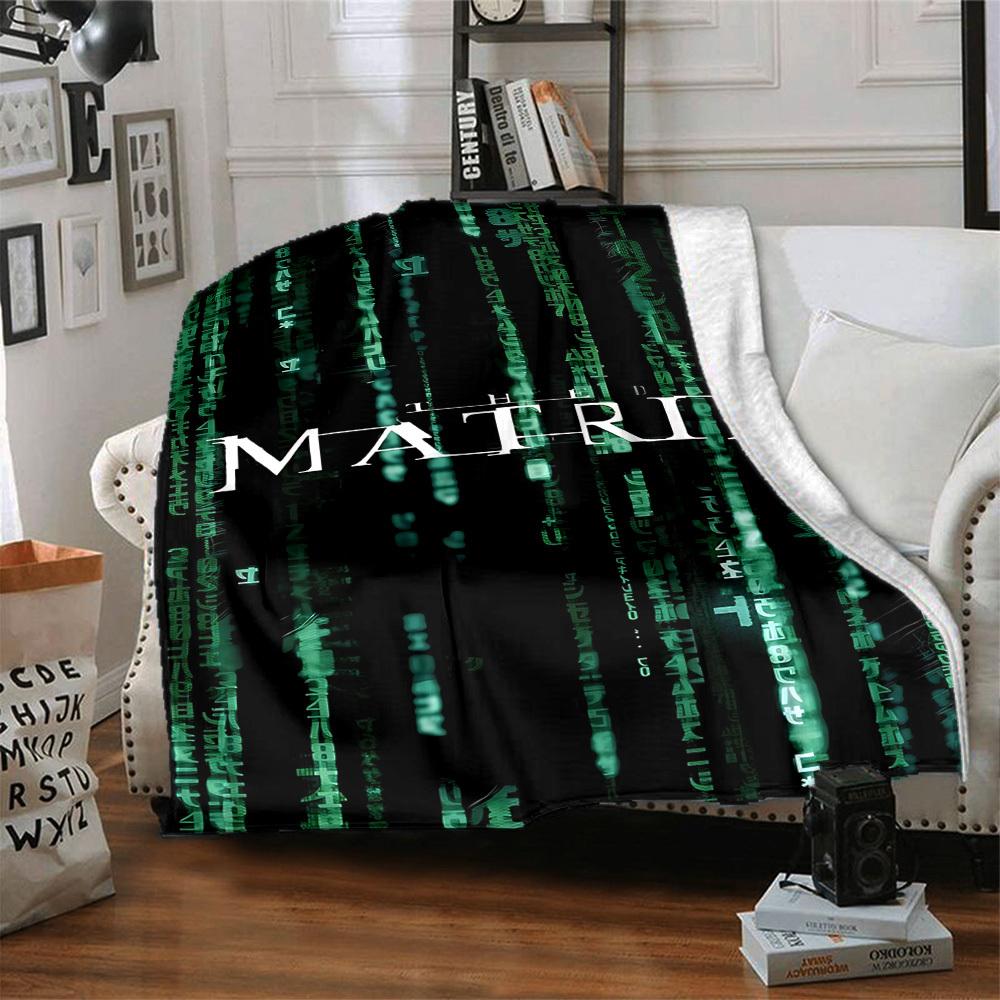 1pc The Matrix Flannel Throw Blanket - HD Printed Lightweight Soft Warm All-Season Blanket for Sofa, Bed, Travel, Camping 038