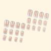 24pcs Set Glossy Medium Square Press-On Nails - Gradient Pink & White with Sparkling Glitter, Reusable French Style False Nails for Women and Girls
