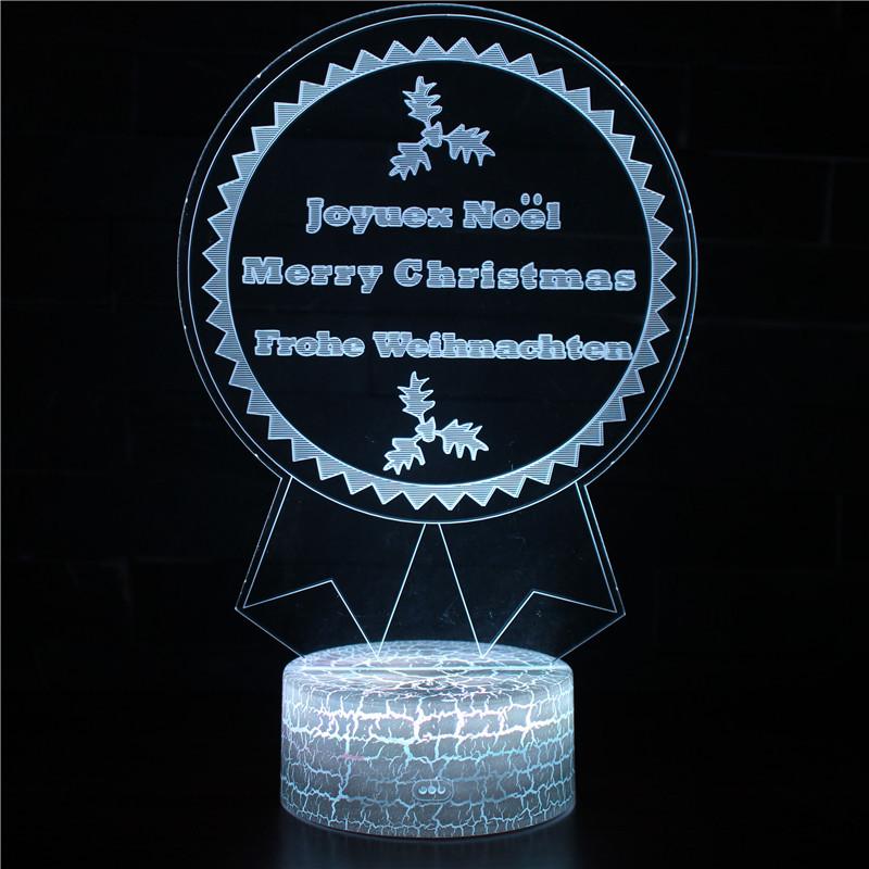 3D Christmas Night Light: Creative LED Bedside Lamp with Remote Control & Seven-Color Touch