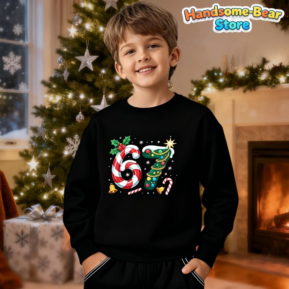 Kinder Herbst Winter Oberteil Weicher Rundhals Hoodie Santa Spruch 6 7 Einzigartig Lässig Feiertagsparty Pullover Sweatshirt Kinderkleidung