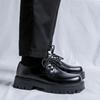 Leather shoes men's casual British platform derby shoes men's high-end black wedding groom height-increasing shoes 2112-R