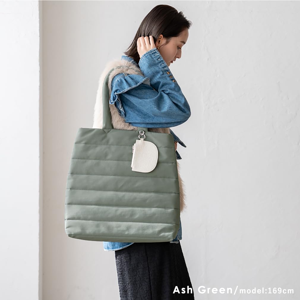 VITAFELICE Quilted Tote Bag with Pouch Women's (inb-10198z) (Ash Green)