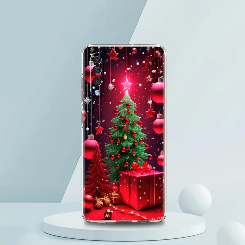 Transparent Phone Case for Samsung Galaxy A16 A14 A12 A22 A24 A42 A06 A30 A40 Soft TPU Cover Christmas Christmas Tree Pattern